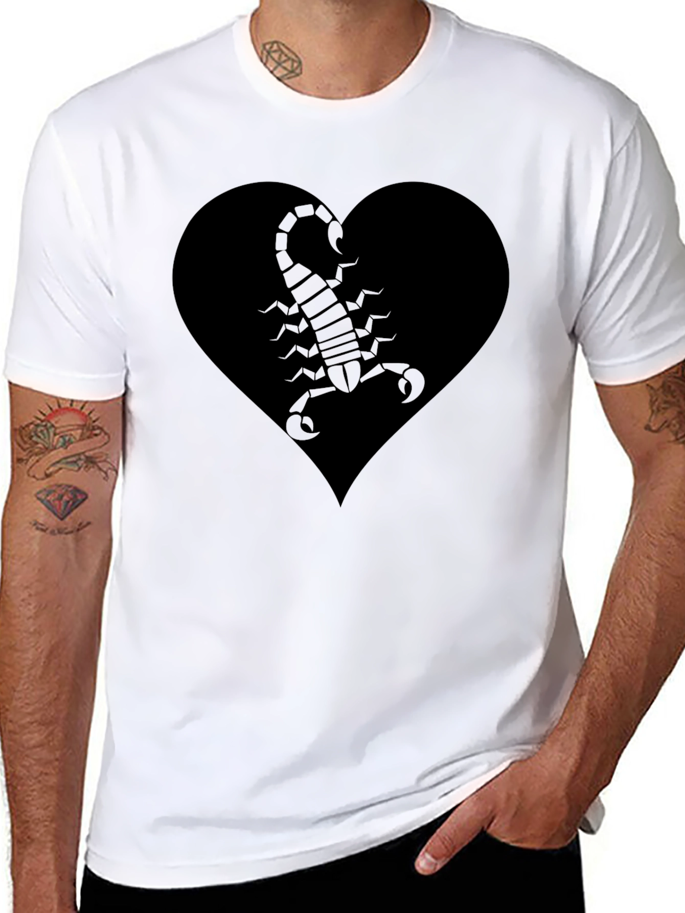 Heart Scorpion Graphic Tee - Black