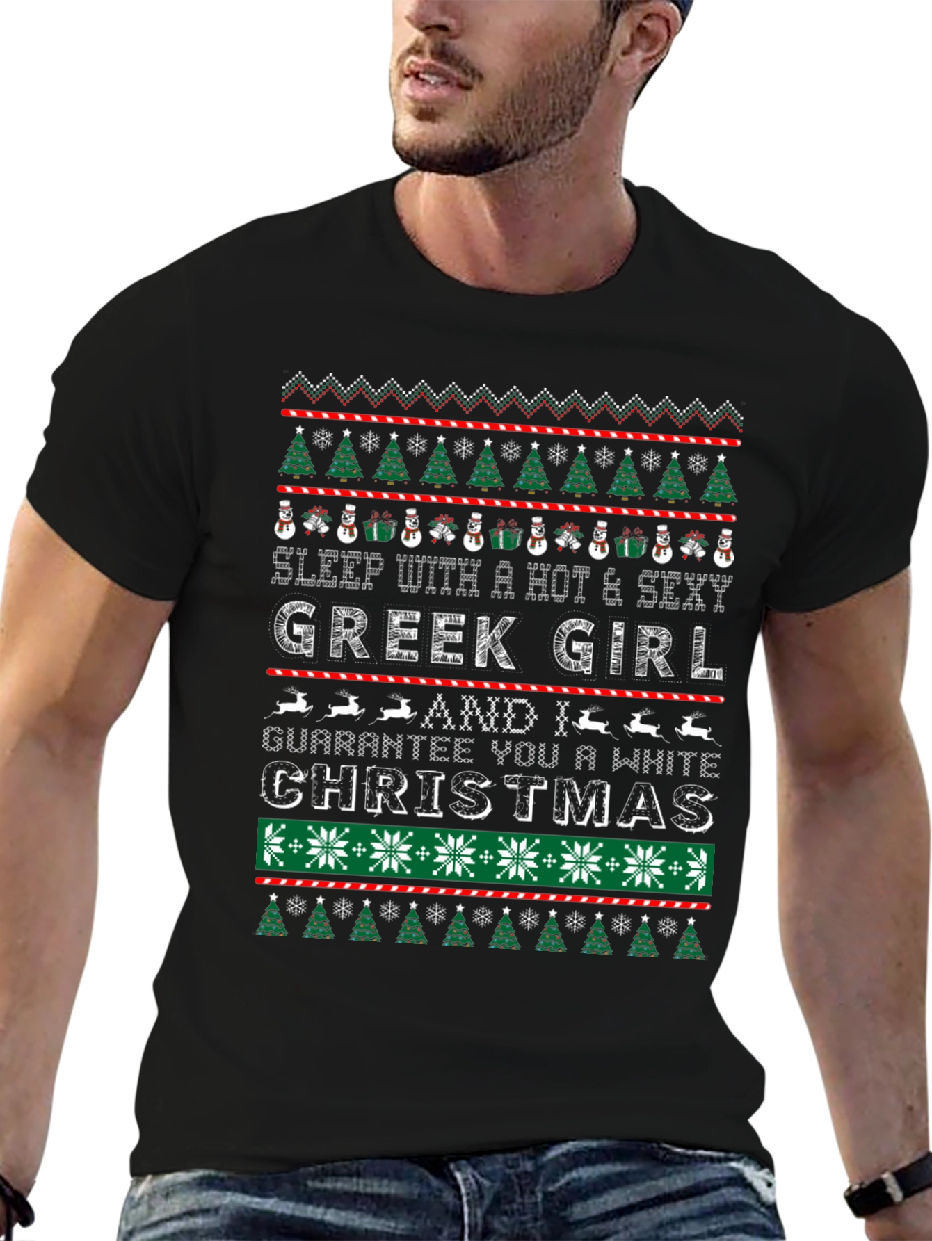 Funny Greek Girl Christmas Graphic Tee