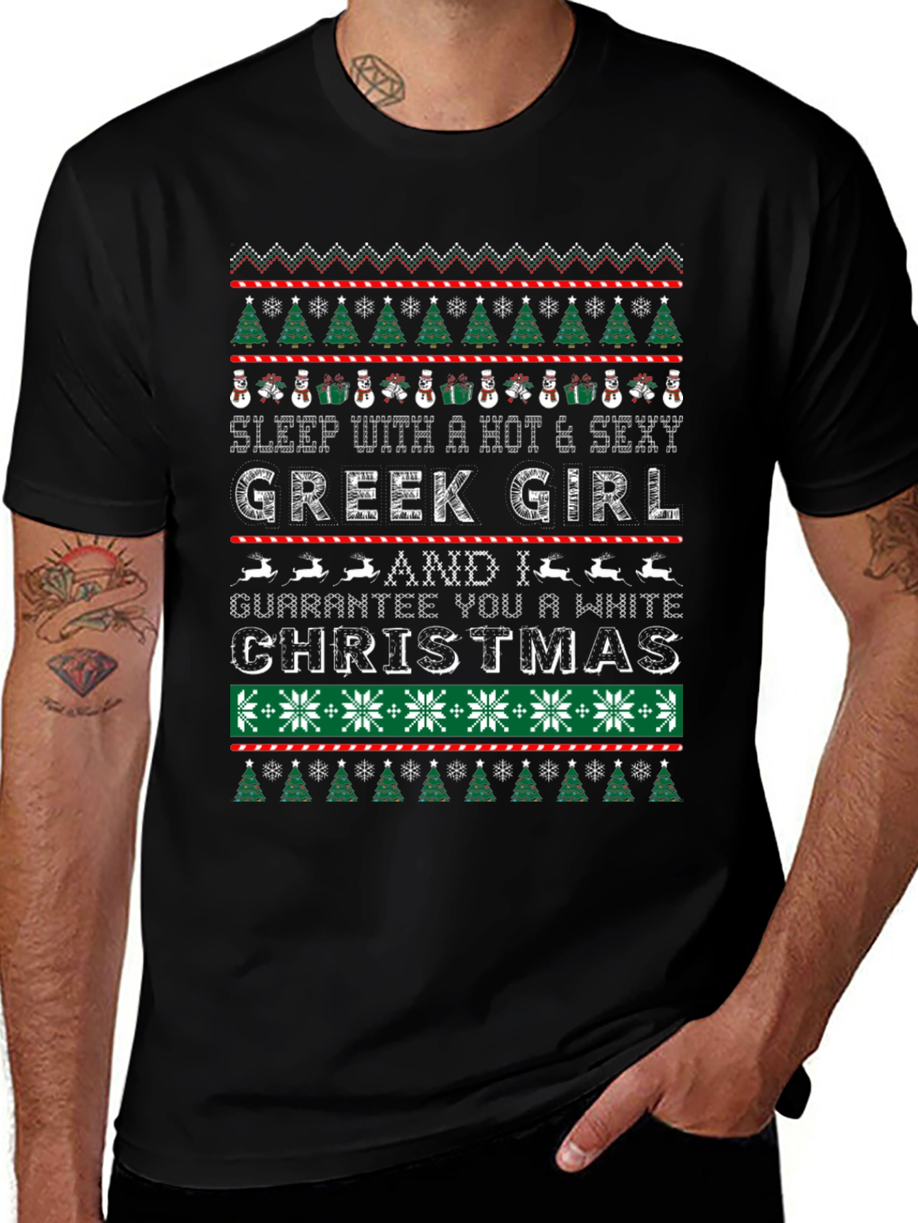 Funny Greek Girl Christmas Graphic Tee