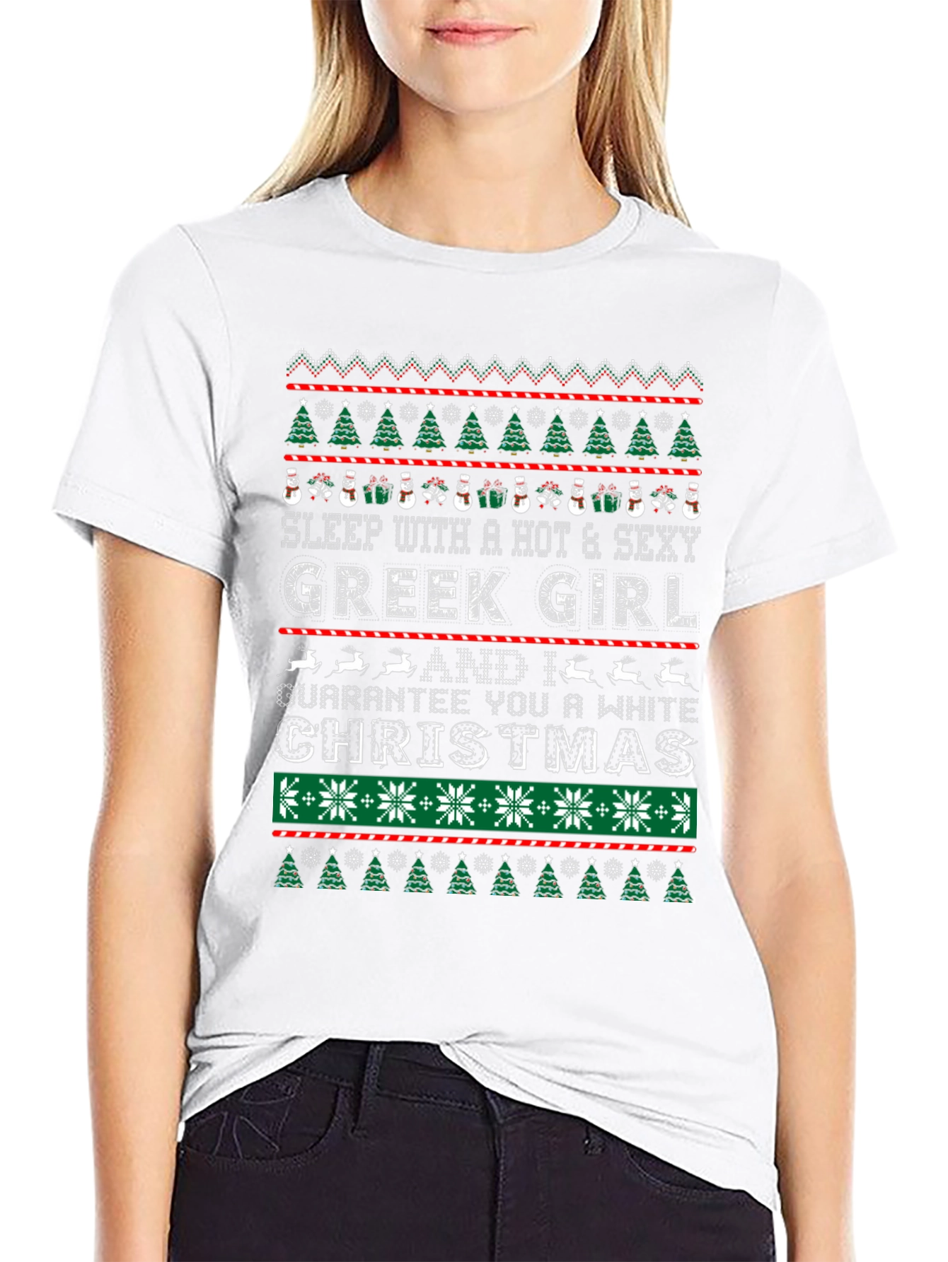 Funny Greek Girl Christmas Graphic Tee