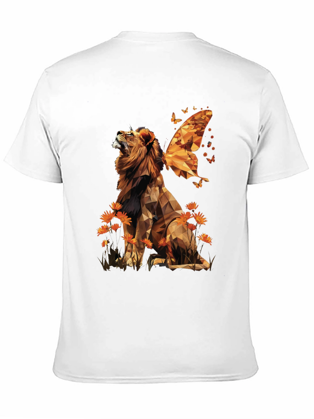 Geometric Lion Butterfly Wings Graphic Tee