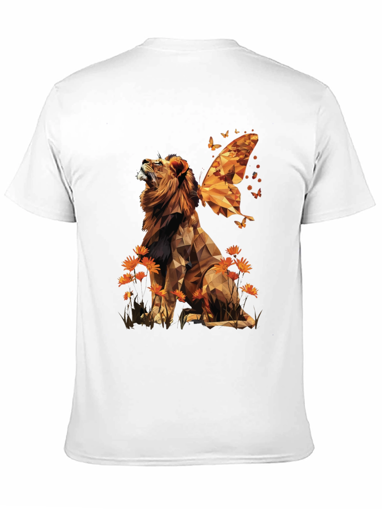Geometric Lion Butterfly Wings Graphic Tee
