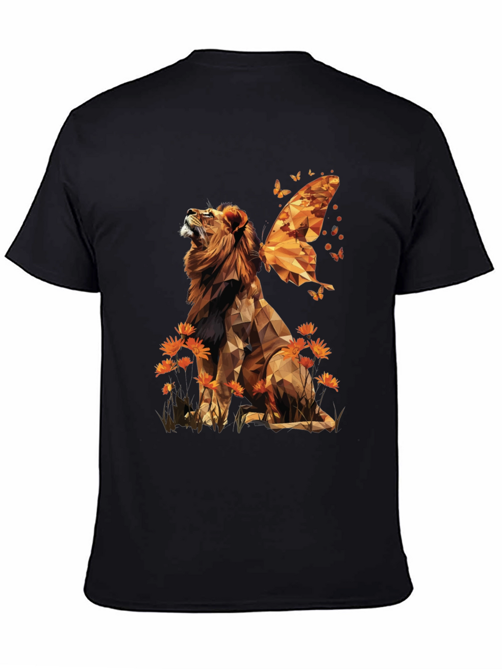 Geometric Lion Butterfly Wings Graphic Tee