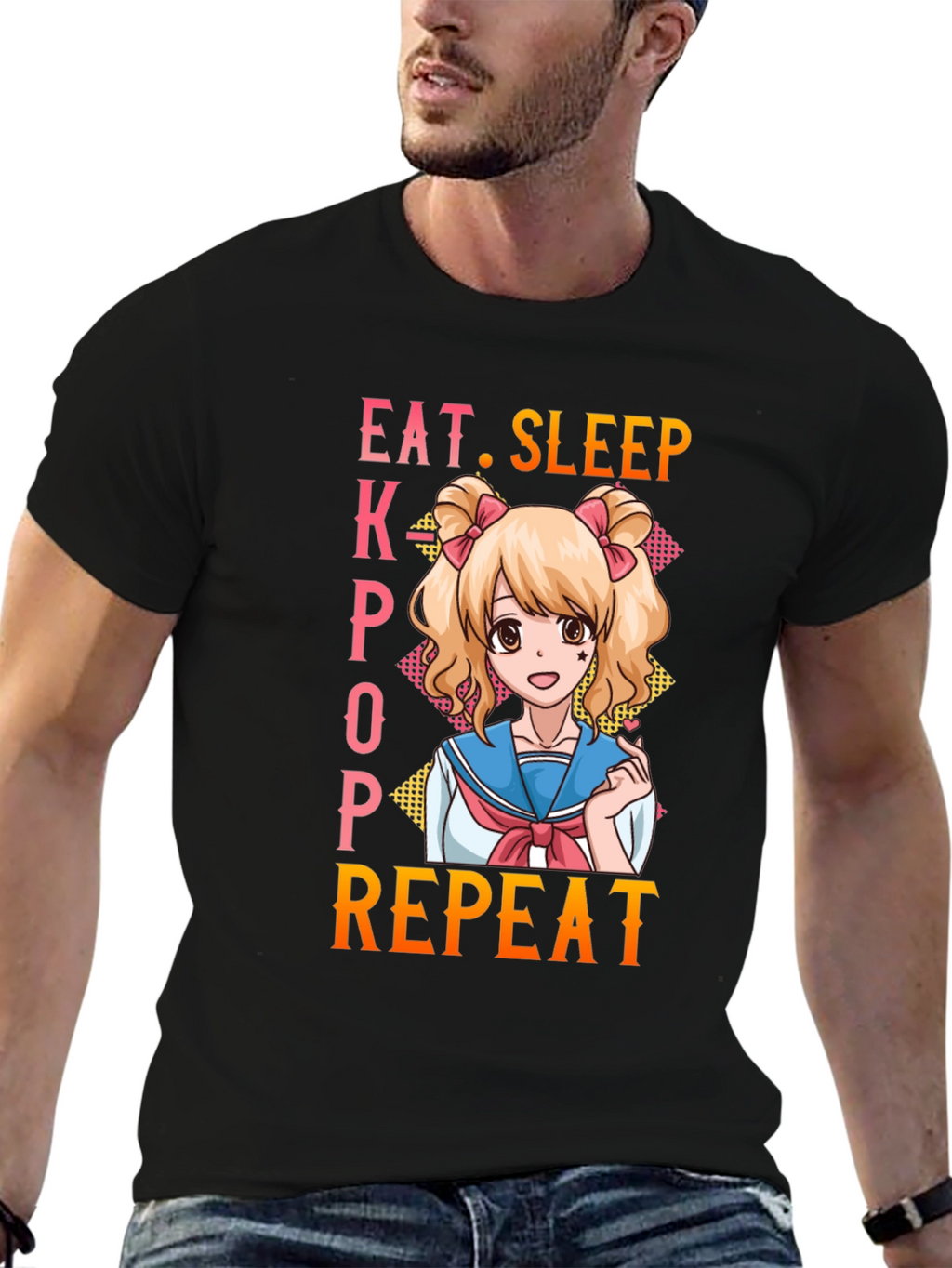 Eat Sleep Kpop Repeat Anime T-Shirt