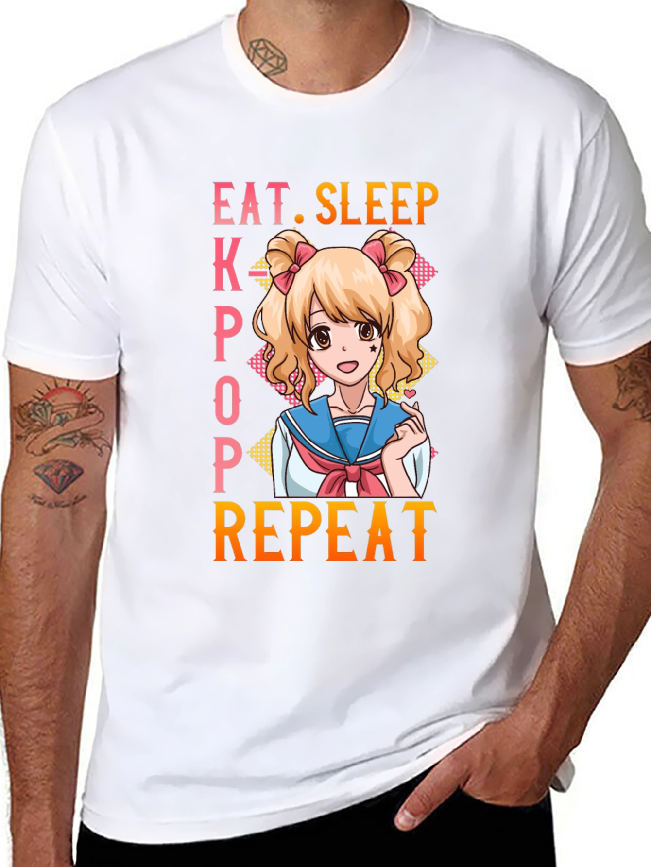 Eat Sleep Kpop Repeat Anime T-Shirt
