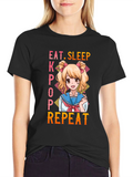 Eat Sleep Kpop Repeat Anime T-Shirt
