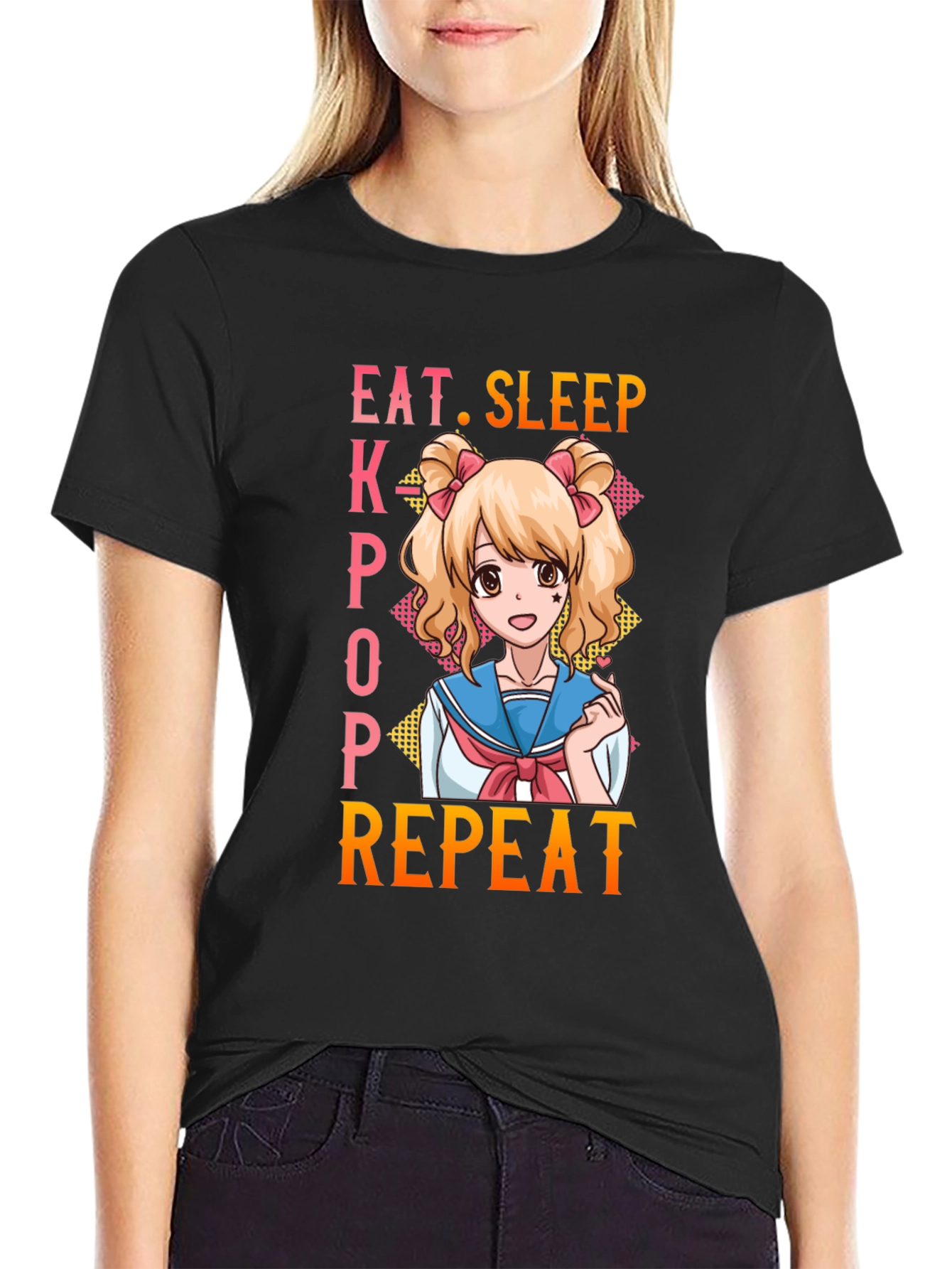 Eat Sleep Kpop Repeat Anime T-Shirt