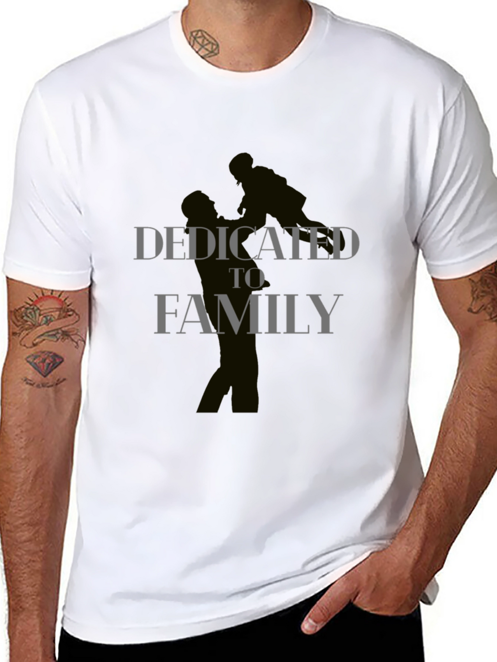 Dedicated To Family Graphic Print T-Shirt