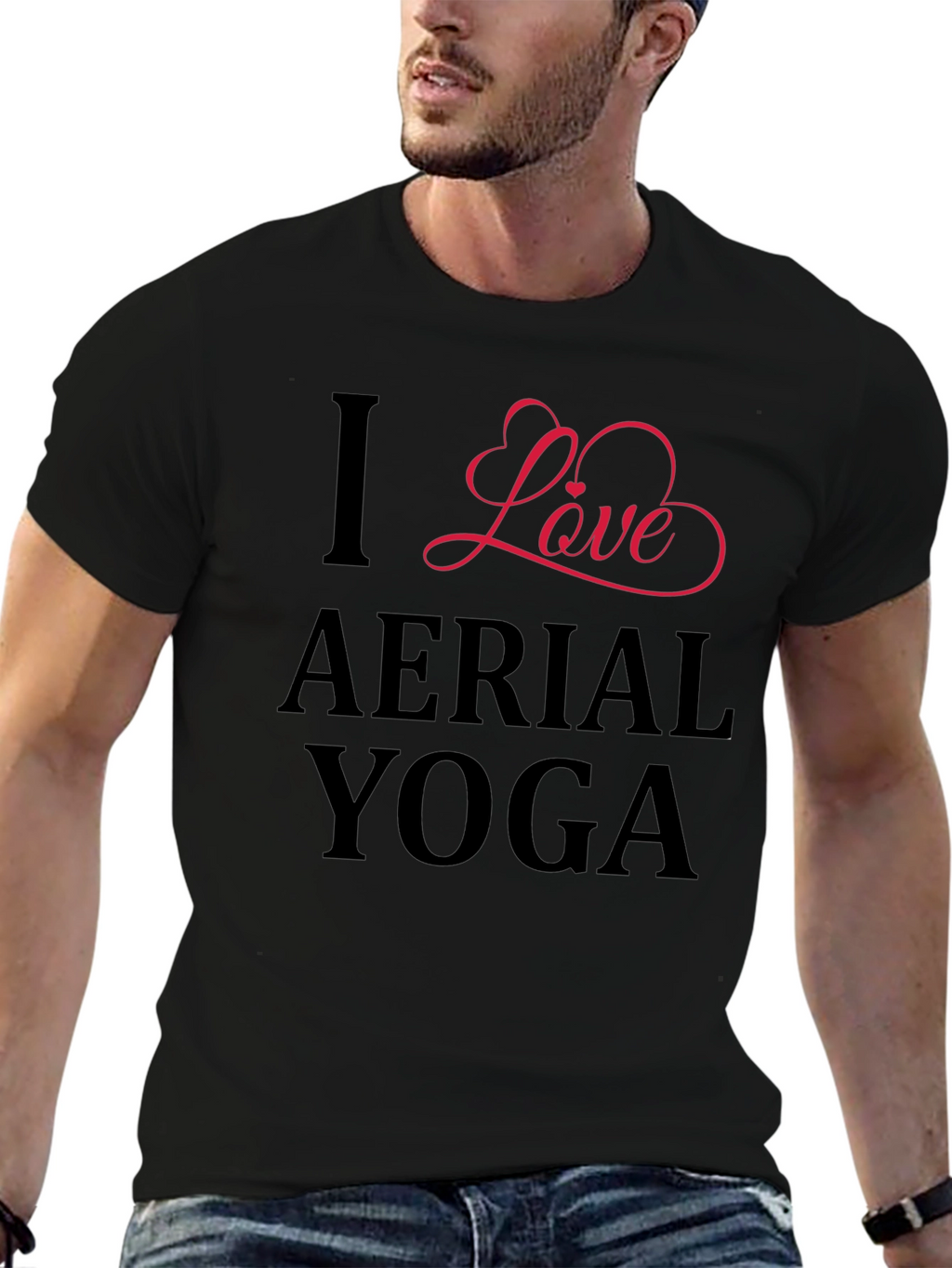 I Love Aerial Yoga - Black Graphic Tee