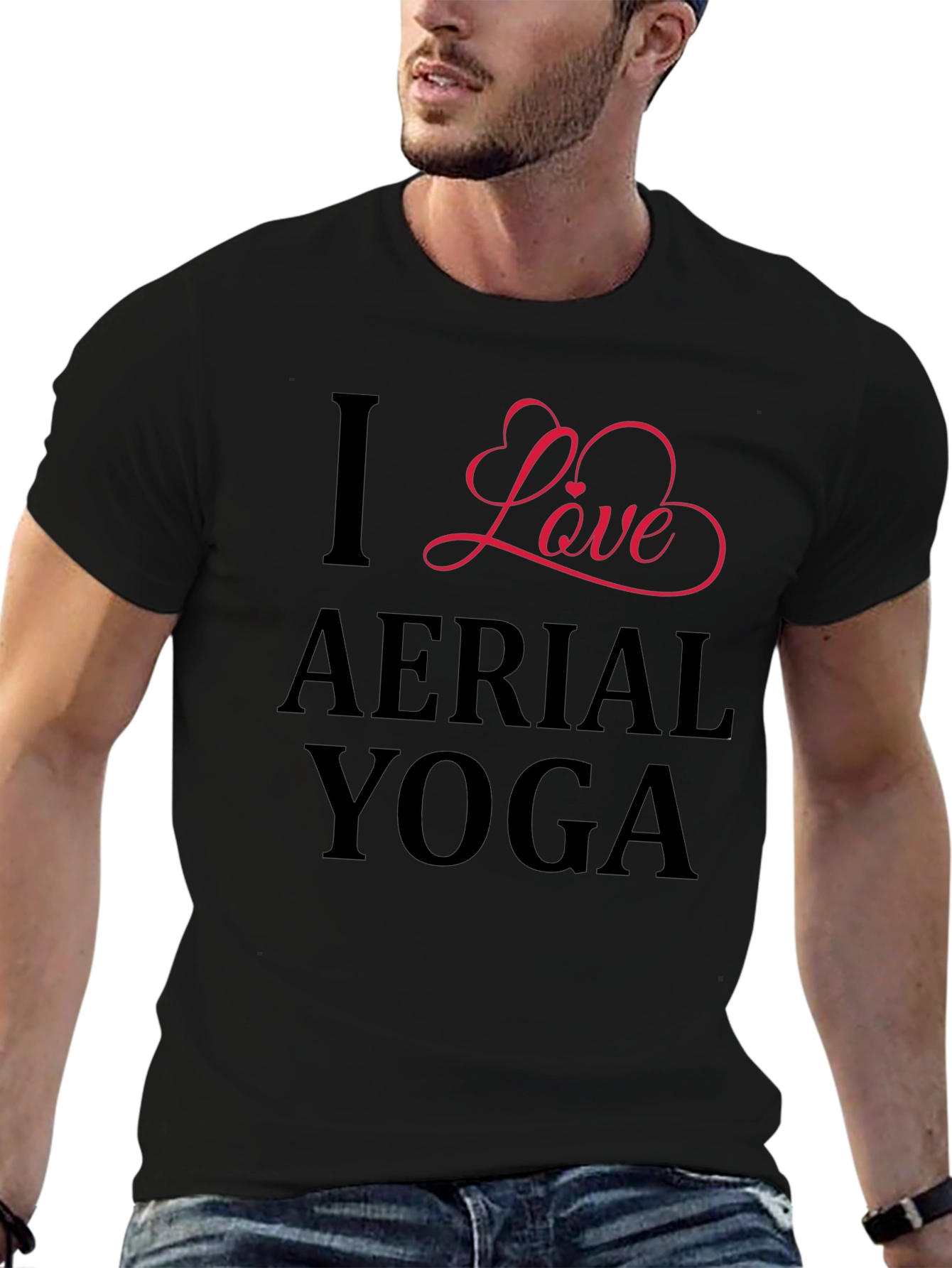 I Love Aerial Yoga - Black Graphic Tee