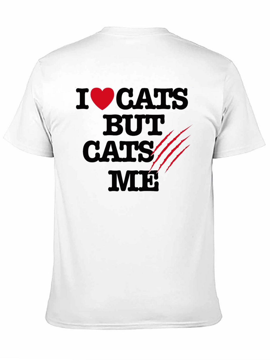 I Love Cats Funny Graphic T-Shirt - Black