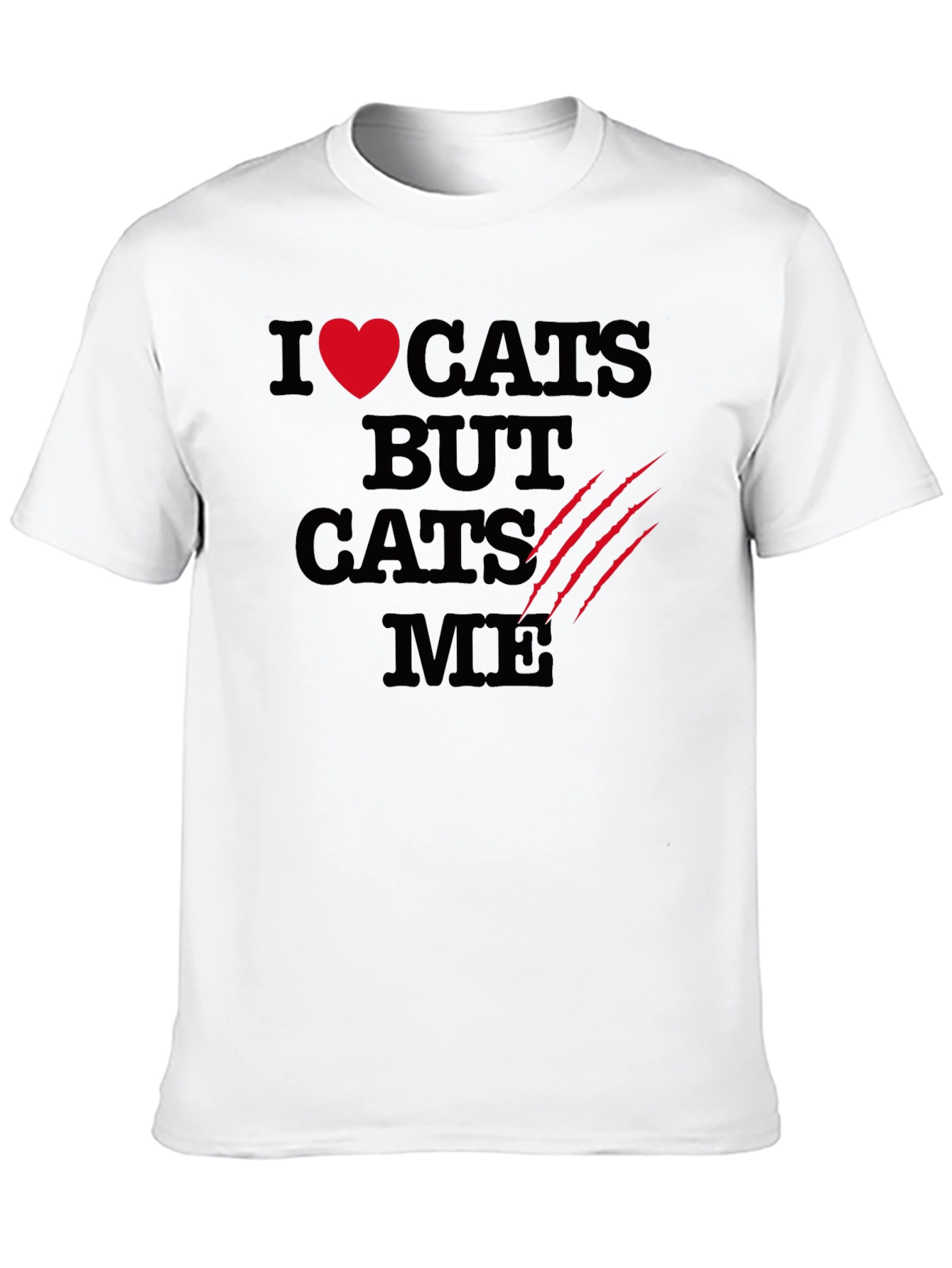 I Love Cats Funny Graphic T-Shirt - Black