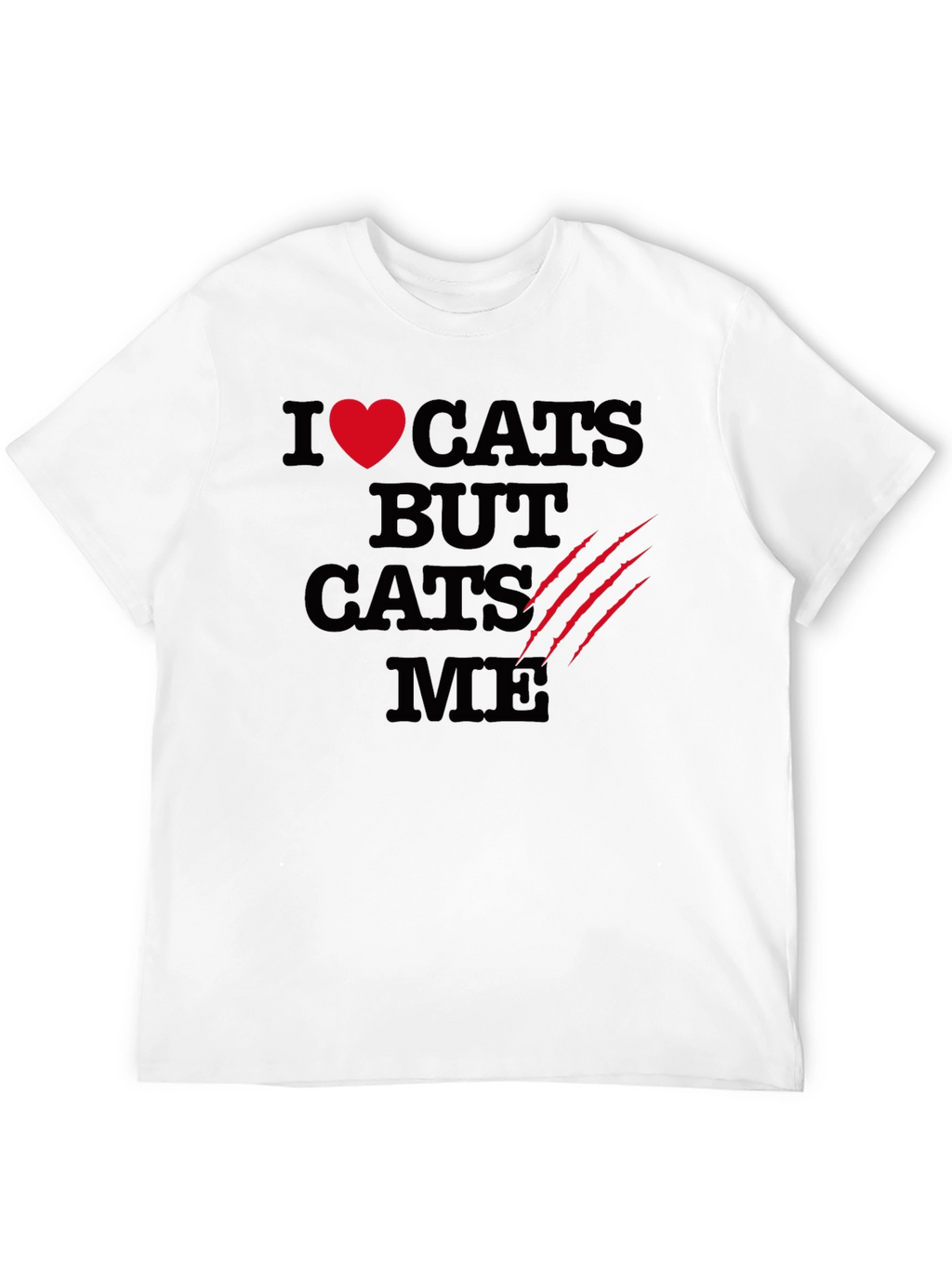 I Love Cats Funny Graphic T-Shirt - Black