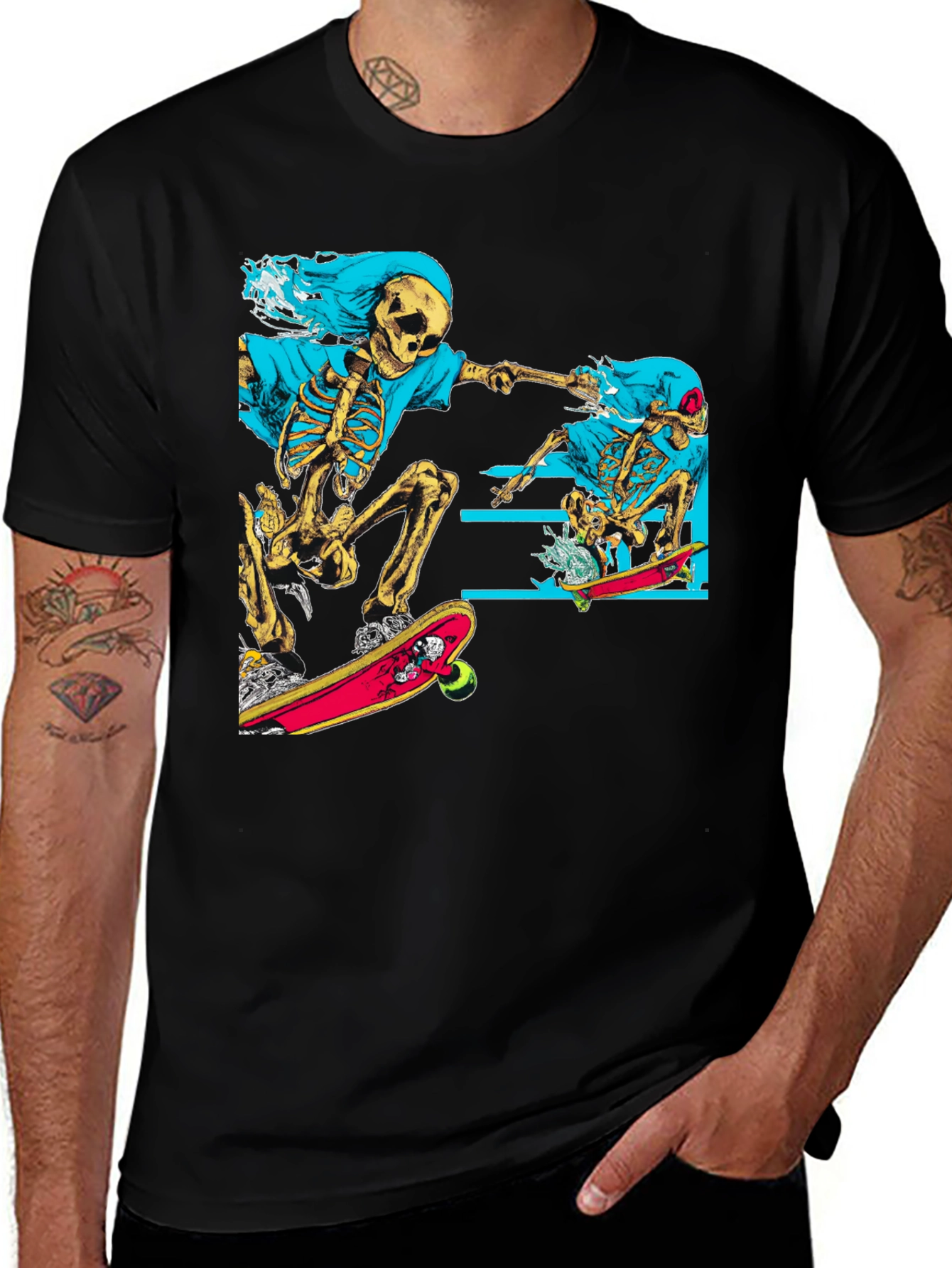 Skeleton Skateboard T-Shirt - Graphic Tee