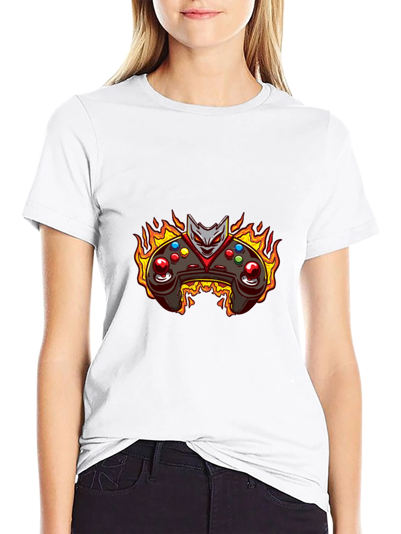 Fiery Game Controller T-Shirt - Black