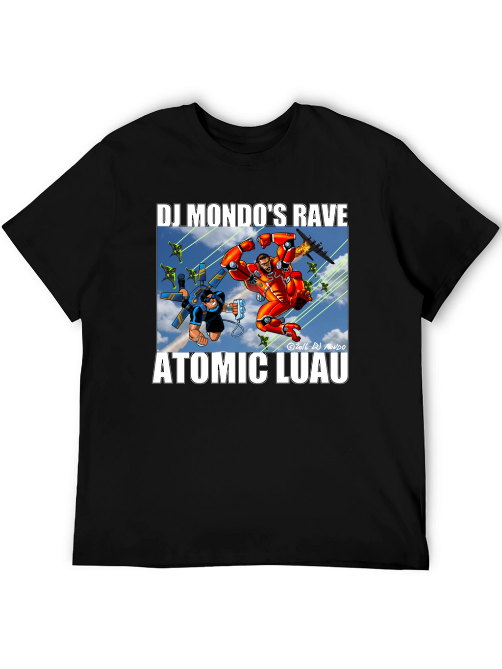 DJ Mondos Rave Atomic Luau Black T-Shirt