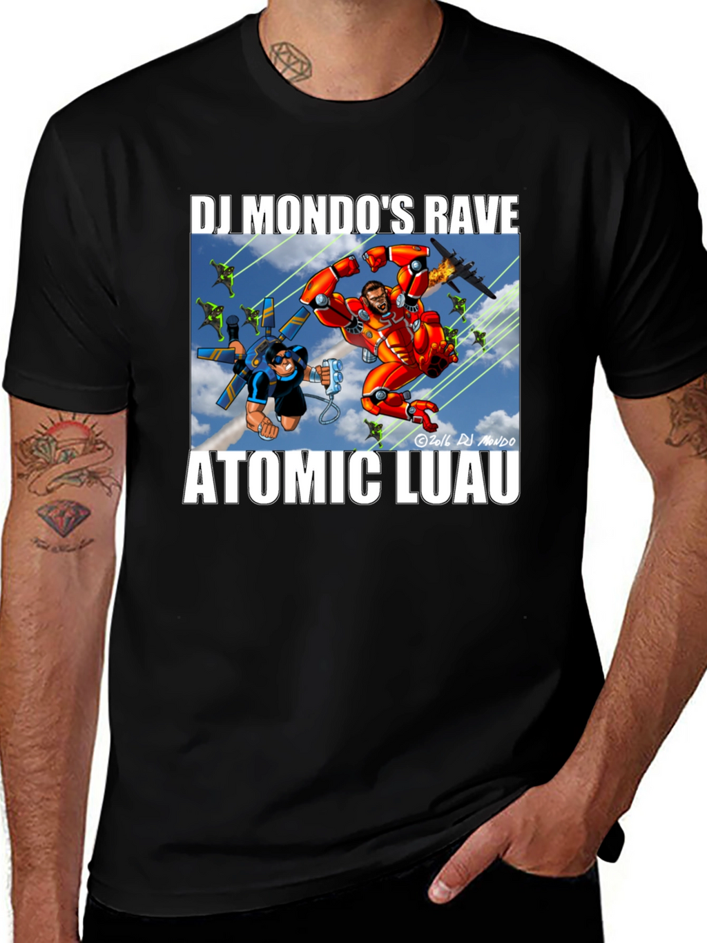 DJ Mondos Rave Atomic Luau Black T-Shirt