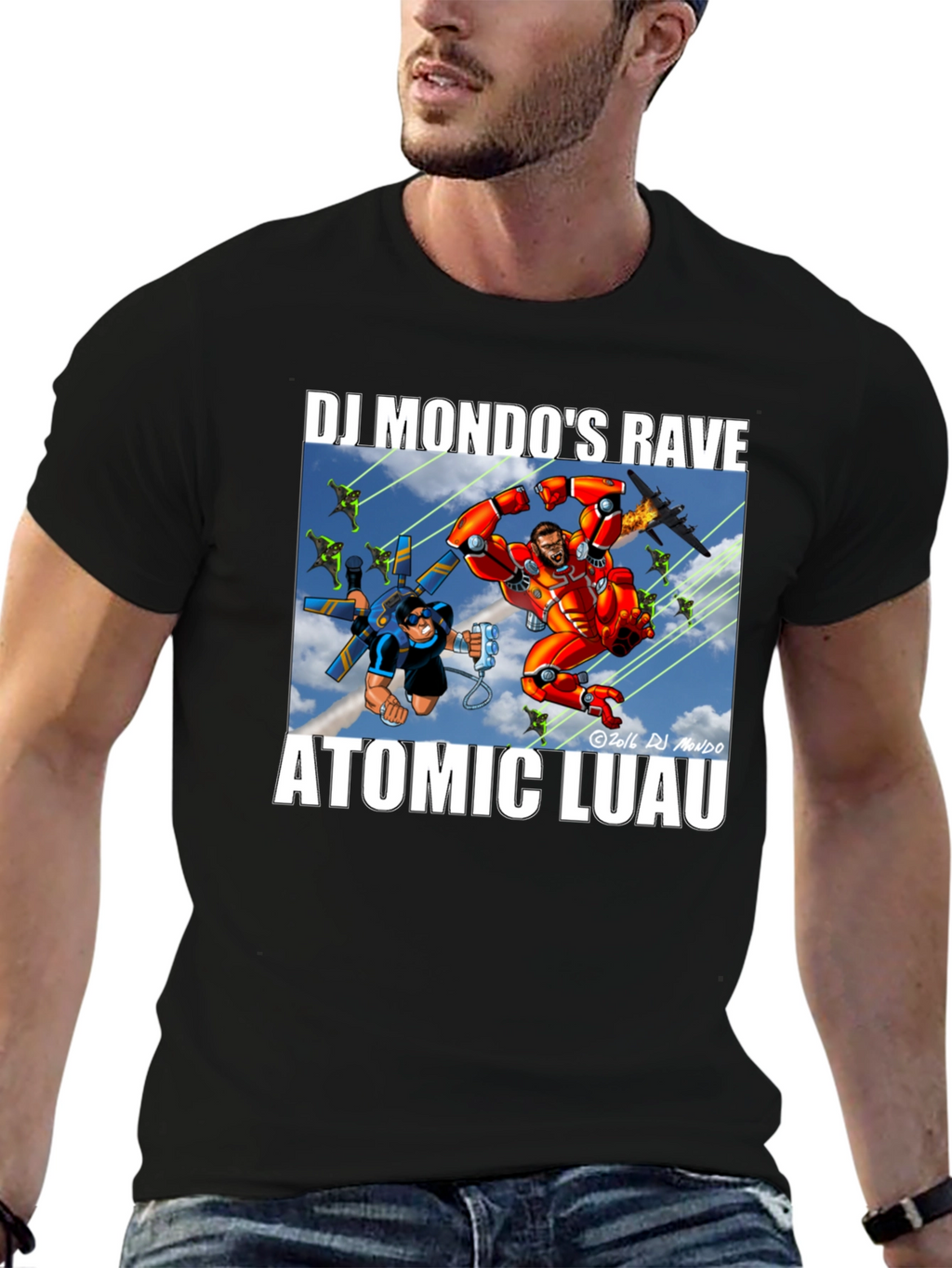 DJ Mondos Rave Atomic Luau Black T-Shirt