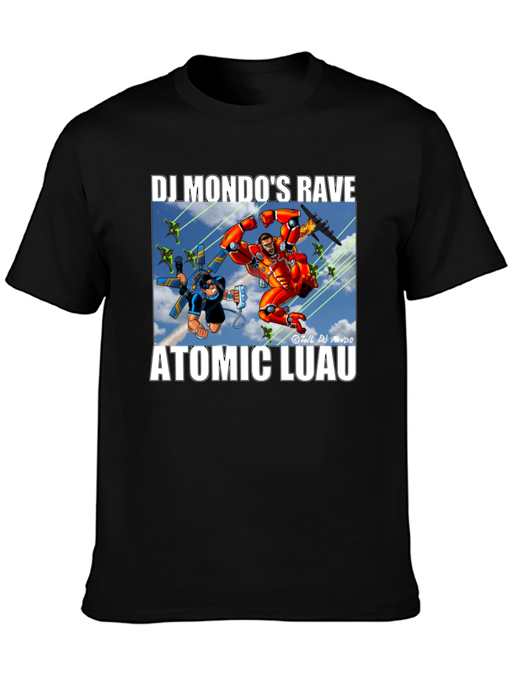 DJ Mondos Rave Atomic Luau Black T-Shirt