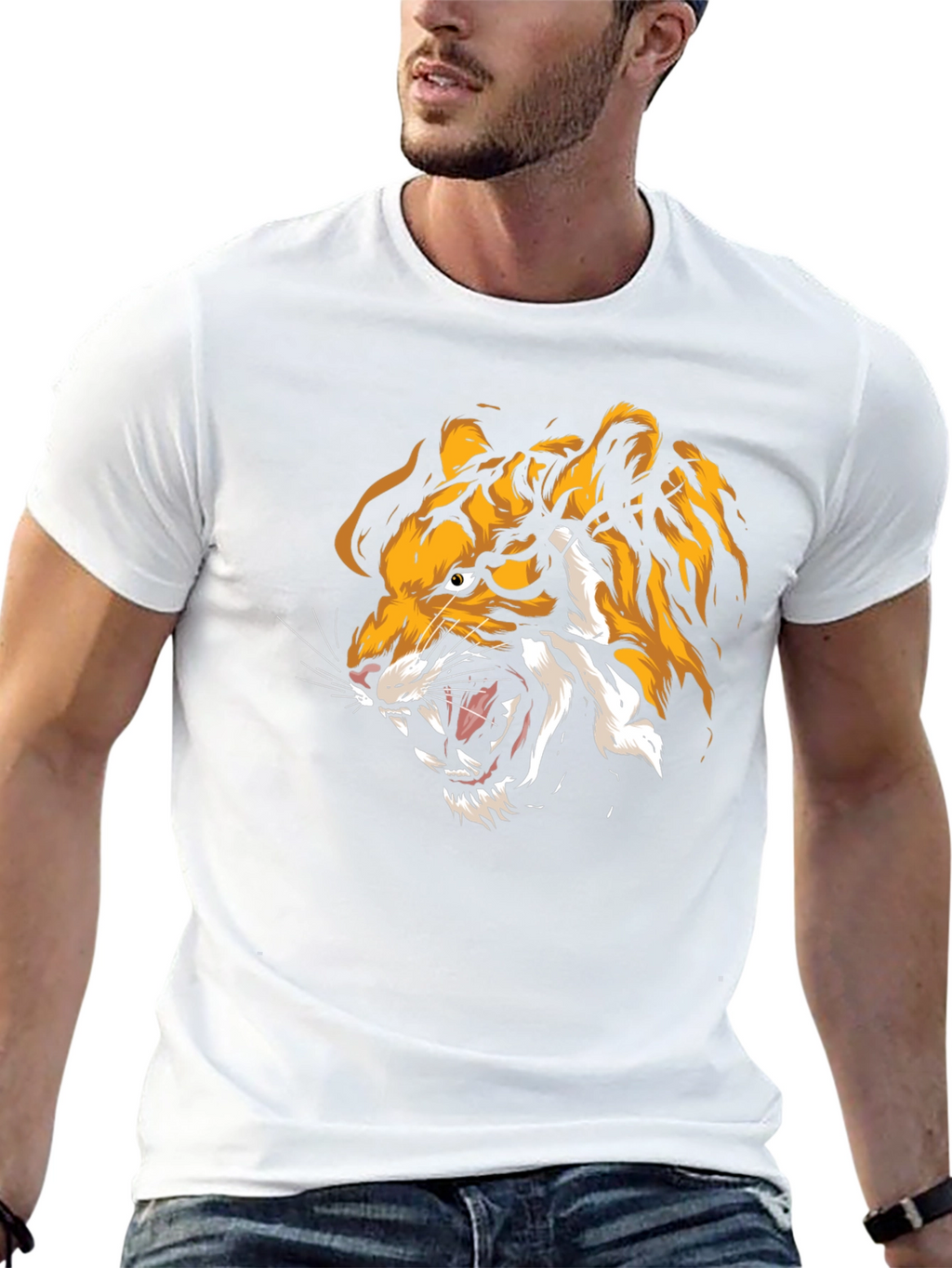 Roaring Tiger Graphic Print Black T-Shirt