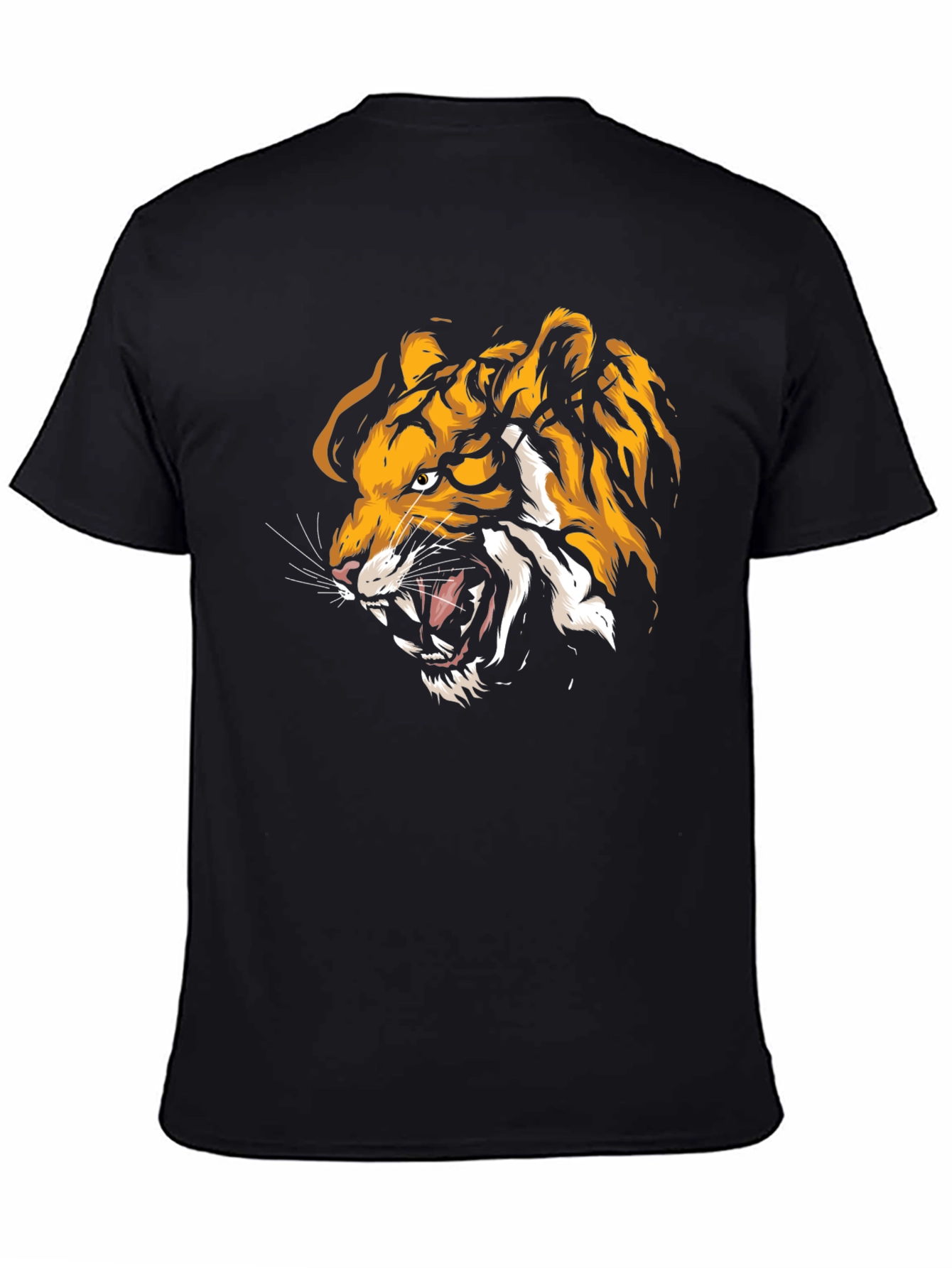 Roaring Tiger Graphic Print Black T-Shirt