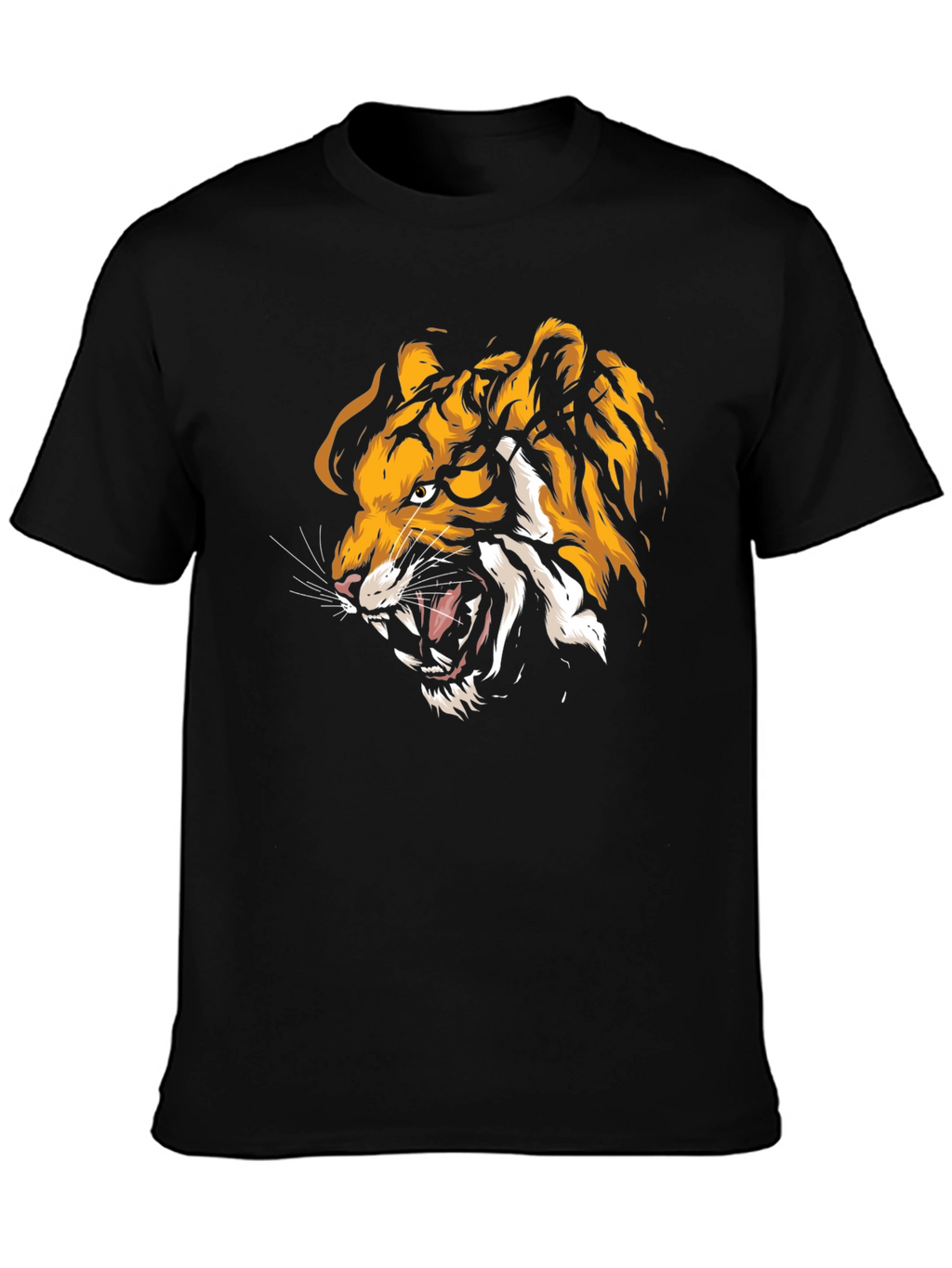 Roaring Tiger Graphic Print Black T-Shirt