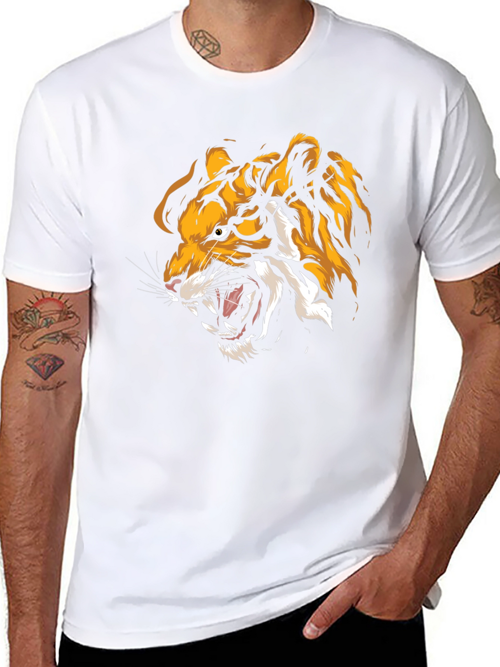 Roaring Tiger Graphic Print Black T-Shirt