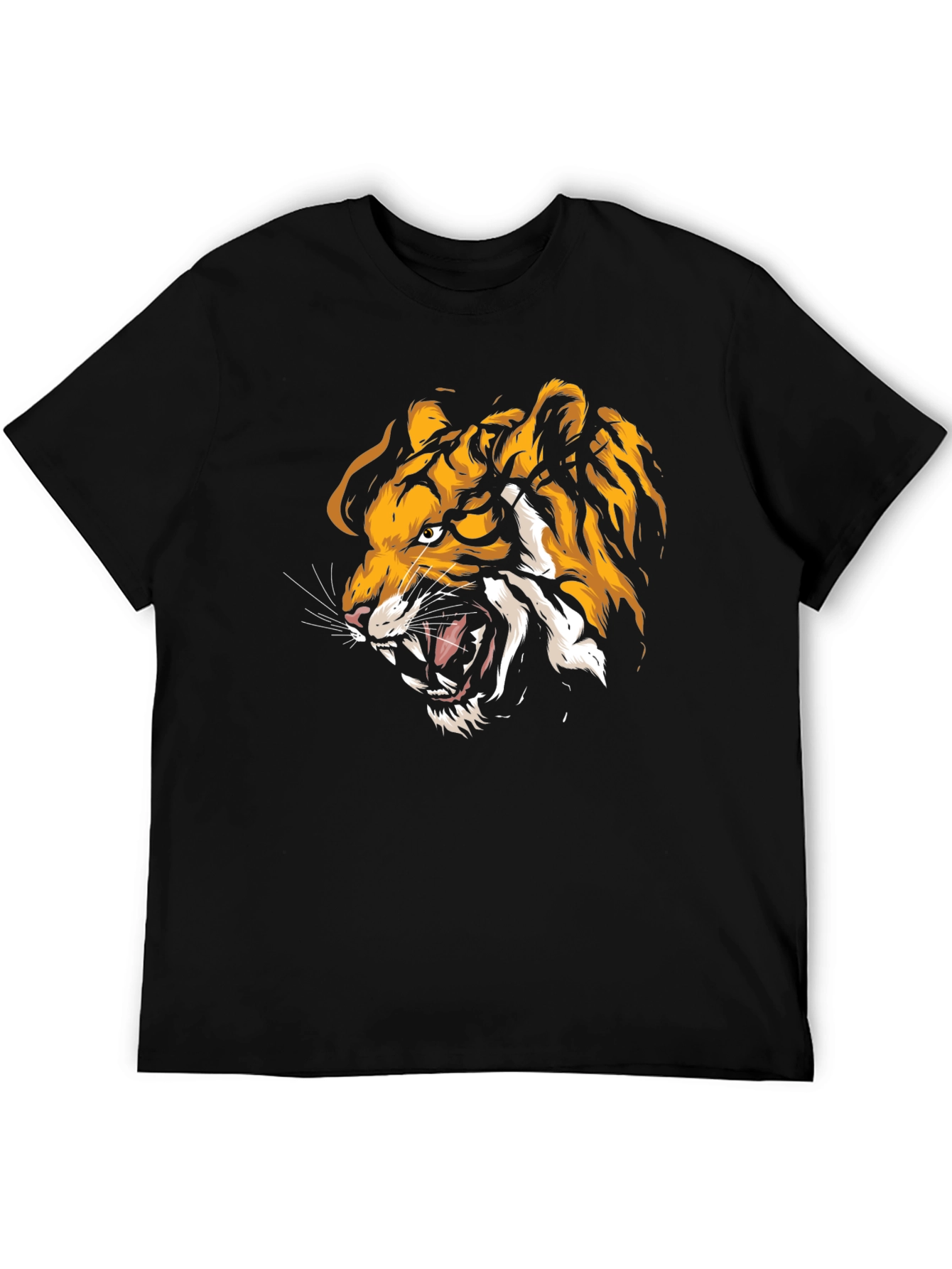 Roaring Tiger Graphic Print Black T-Shirt