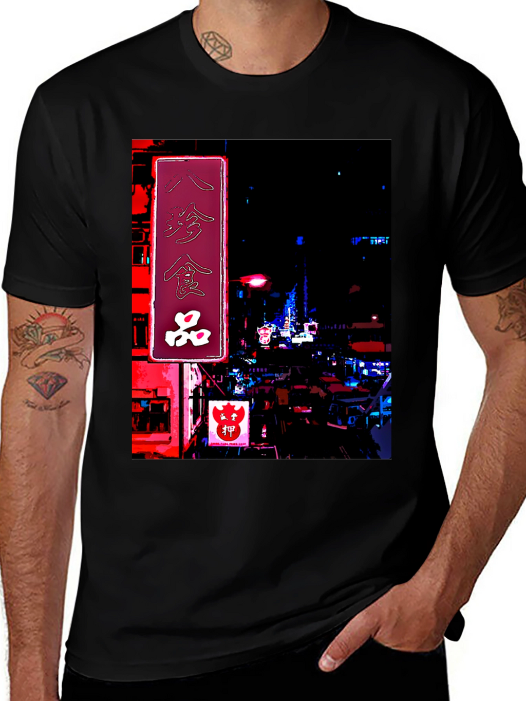 Neon Cityscape Graphic Tee - Urban Style