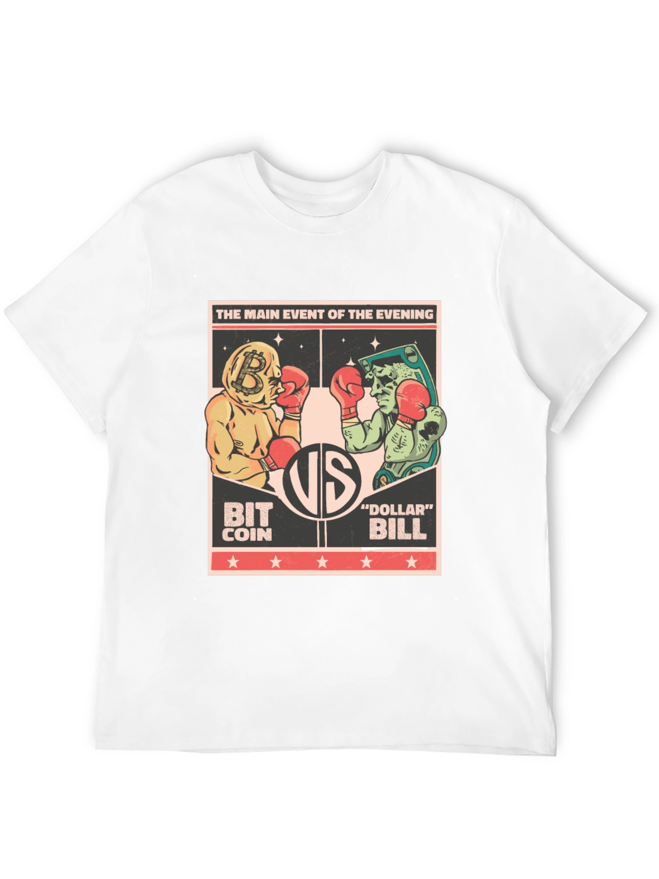 Bitcoin vs Dollar Bill T-Shirt - Crypto Boxing Match