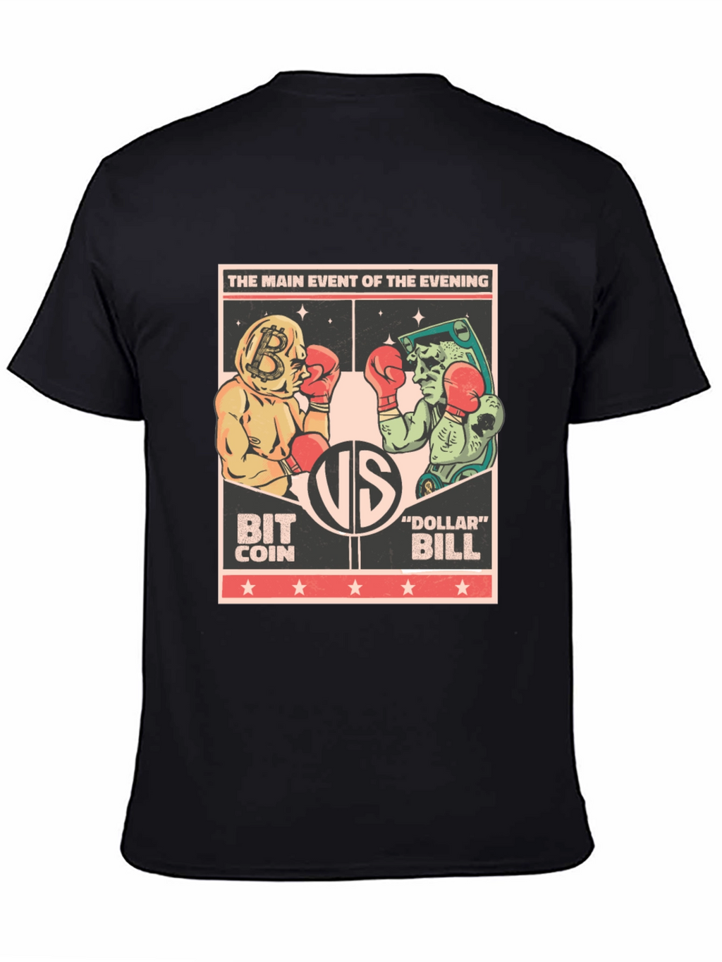 Bitcoin vs Dollar Bill T-Shirt - Crypto Boxing Match