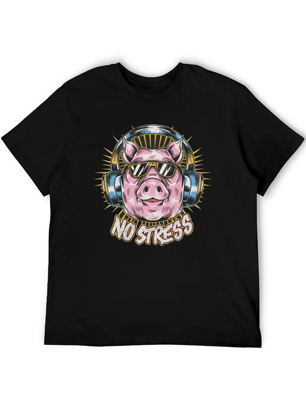 No Stress Pig Graphic Tee - Cool Relaxed Style