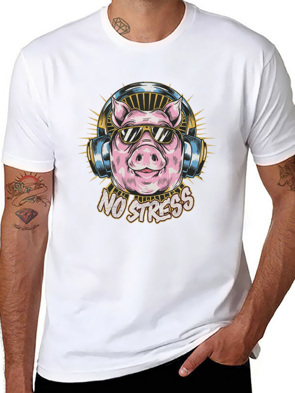 No Stress Pig Graphic Tee - Cool Relaxed Style