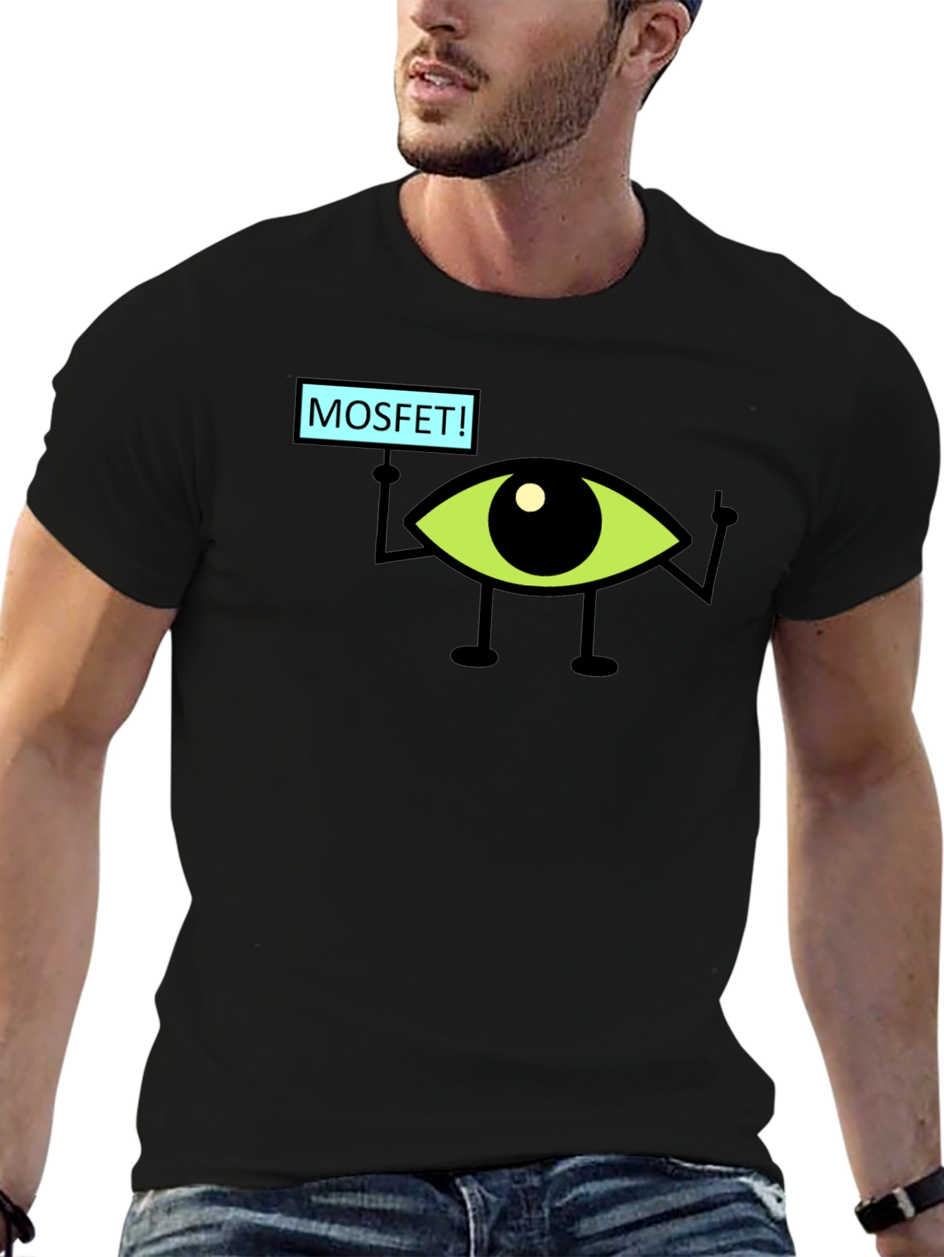 MOSFET! Eye Character Black T-Shirt