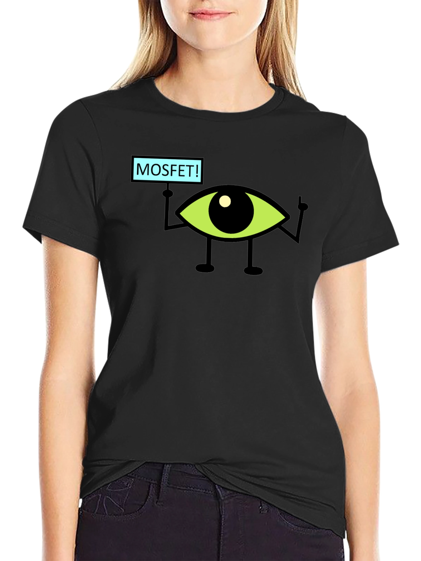 MOSFET! Eye Character Black T-Shirt