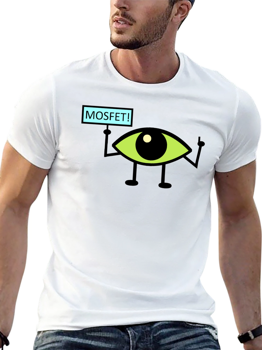MOSFET! Eye Character Black T-Shirt