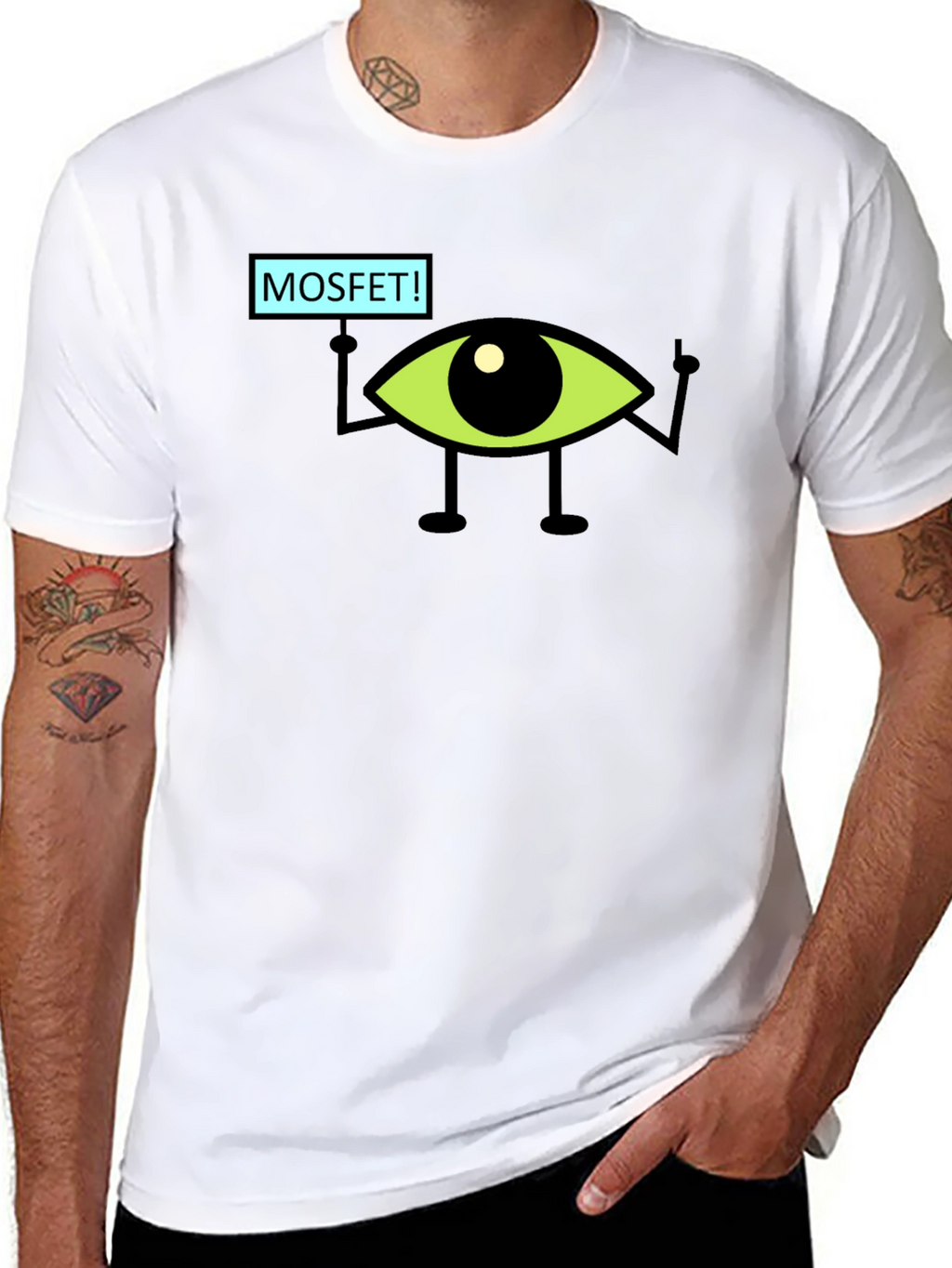 MOSFET! Eye Character Black T-Shirt