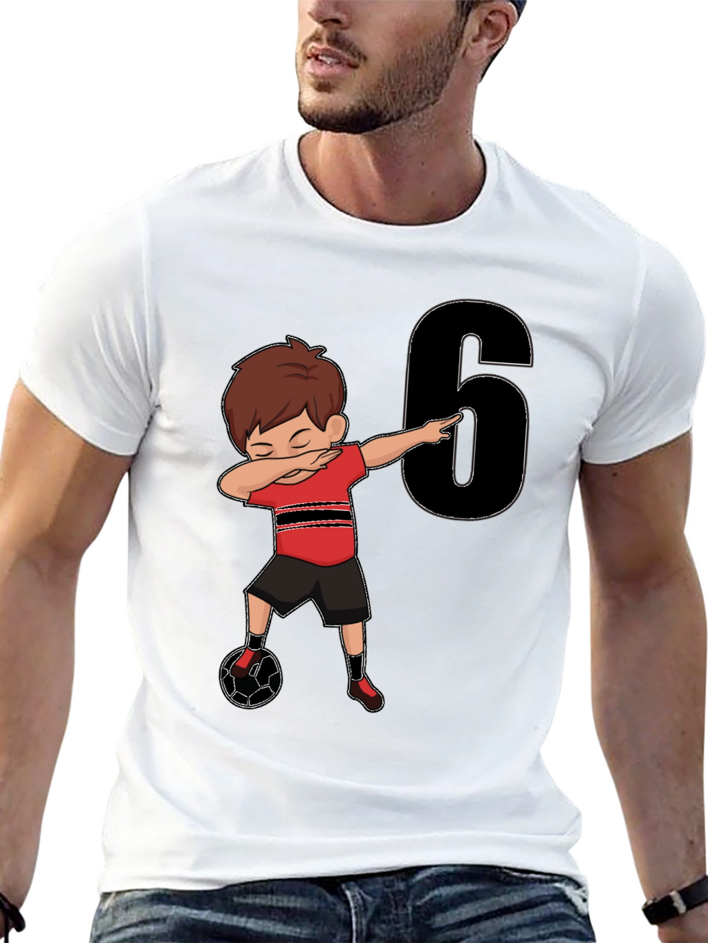 Boys 6th Birthday Soccer Dab T-Shirt