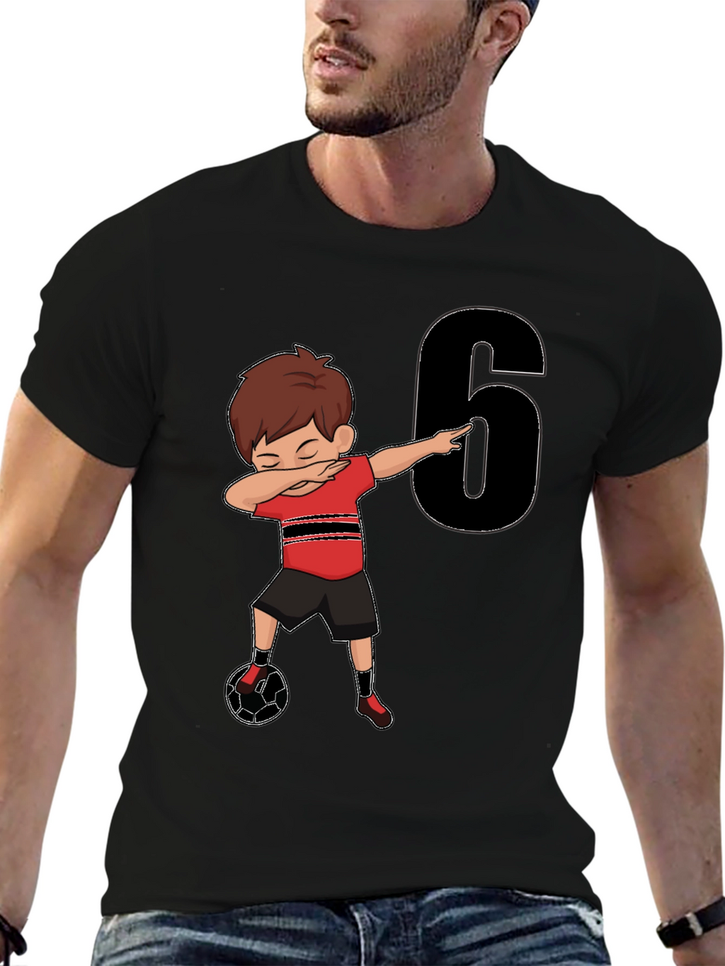 Boys 6th Birthday Soccer Dab T-Shirt