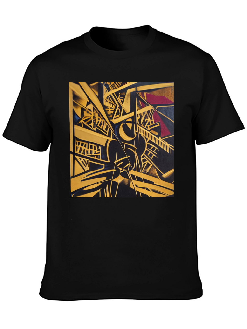 Abstract Geometric Art Print Black T-Shirt