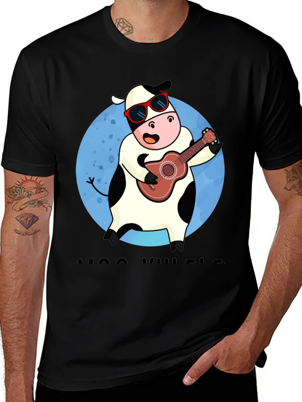 Cow Ukulele Player Graphic Tee