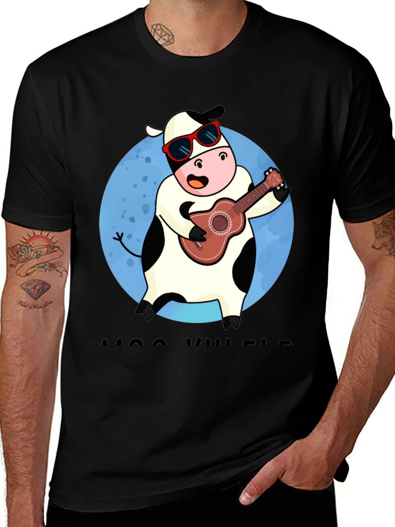 Cow Ukulele Player Graphic Tee