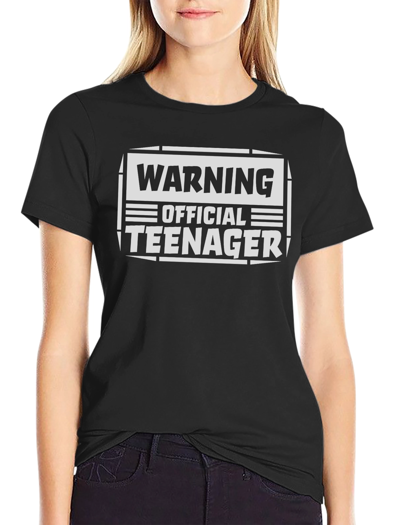 Warning Official Teenager Graphic T-Shirt - Black
