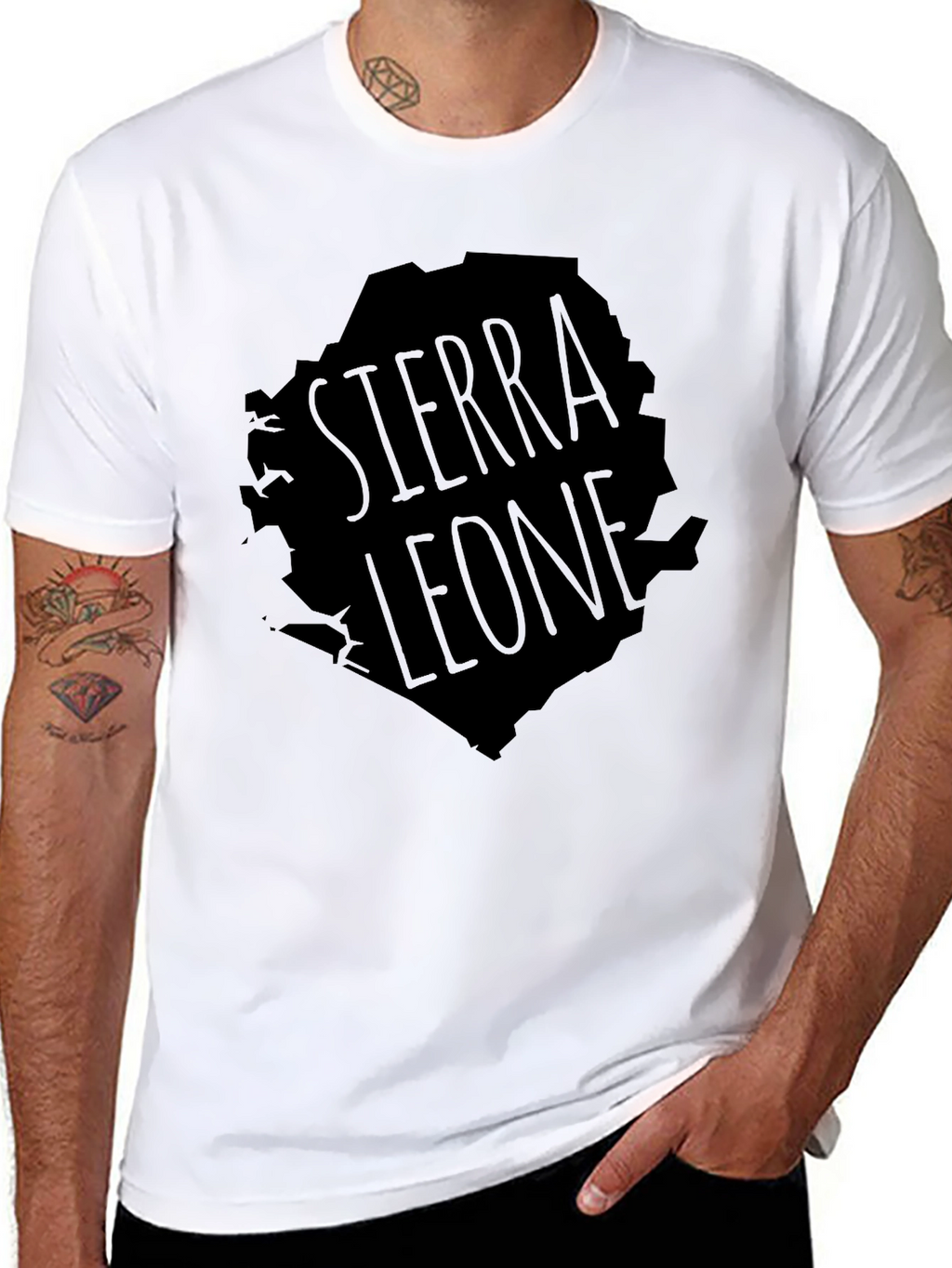Sierra Leone Map Graphic T-Shirt - Black