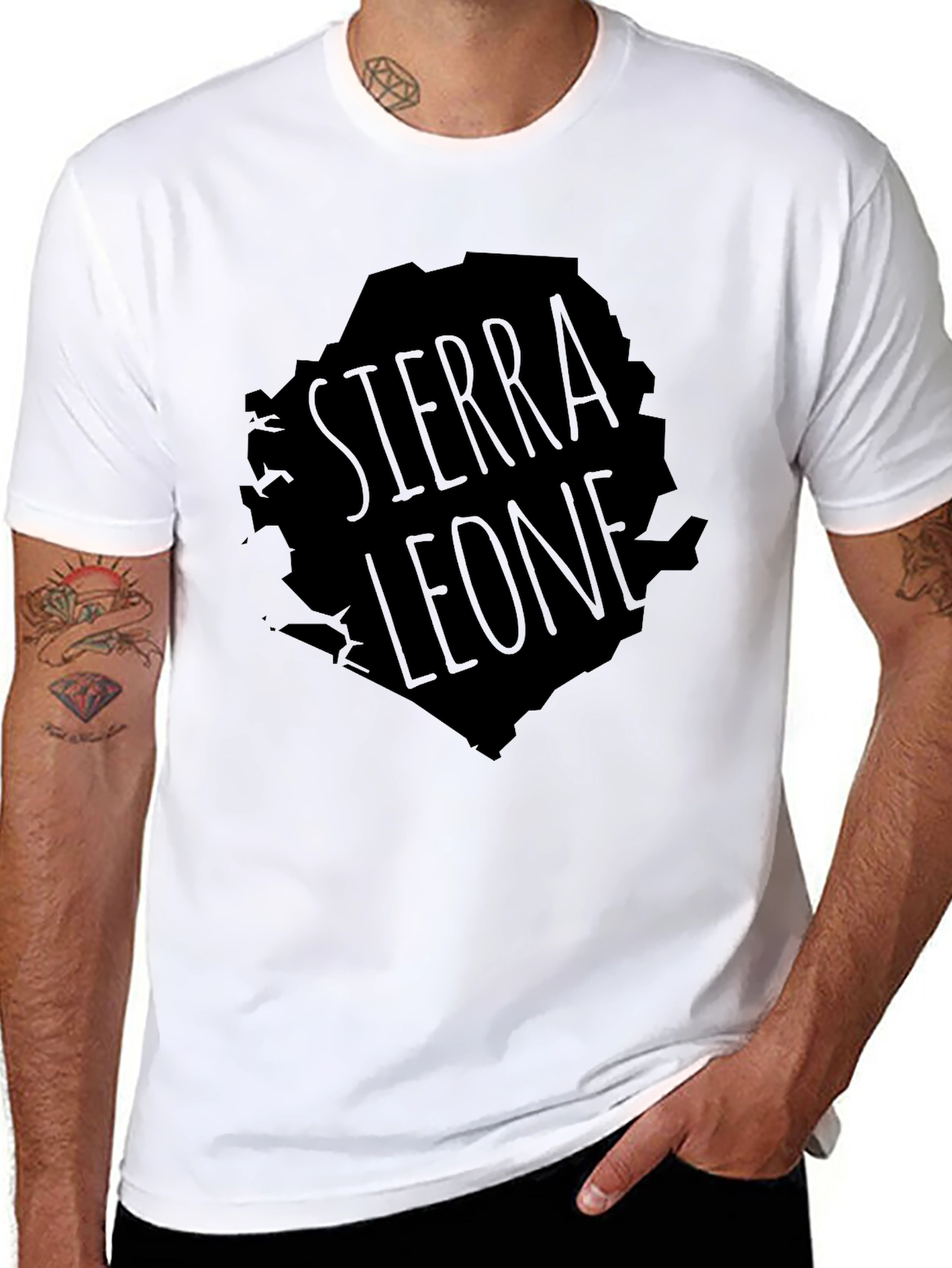 Sierra Leone Map Graphic T-Shirt - Black