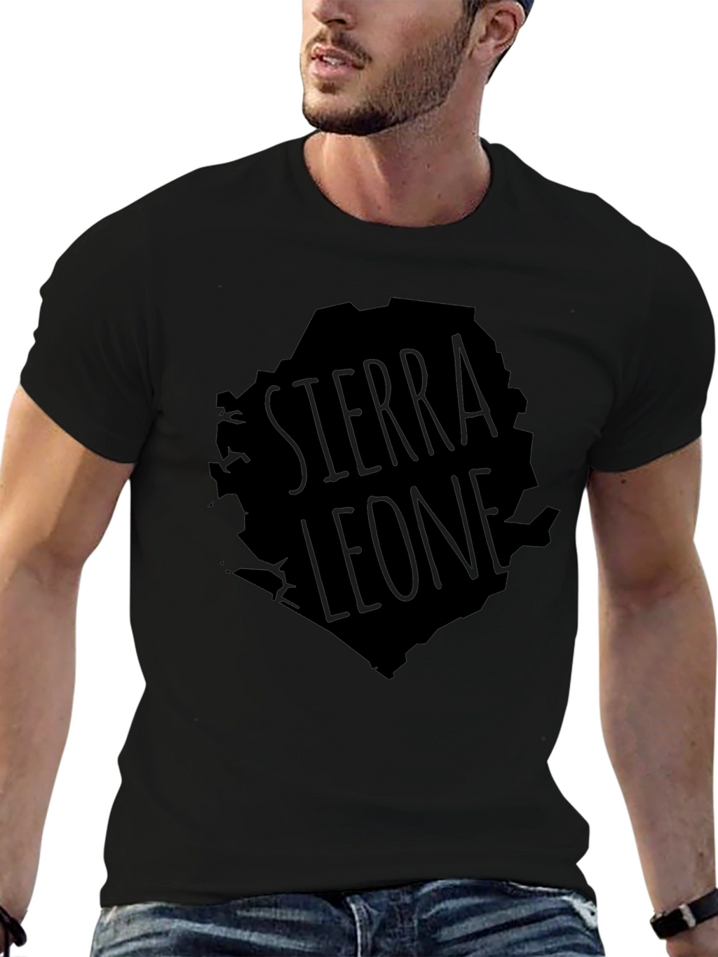 Sierra Leone Map Graphic T-Shirt - Black