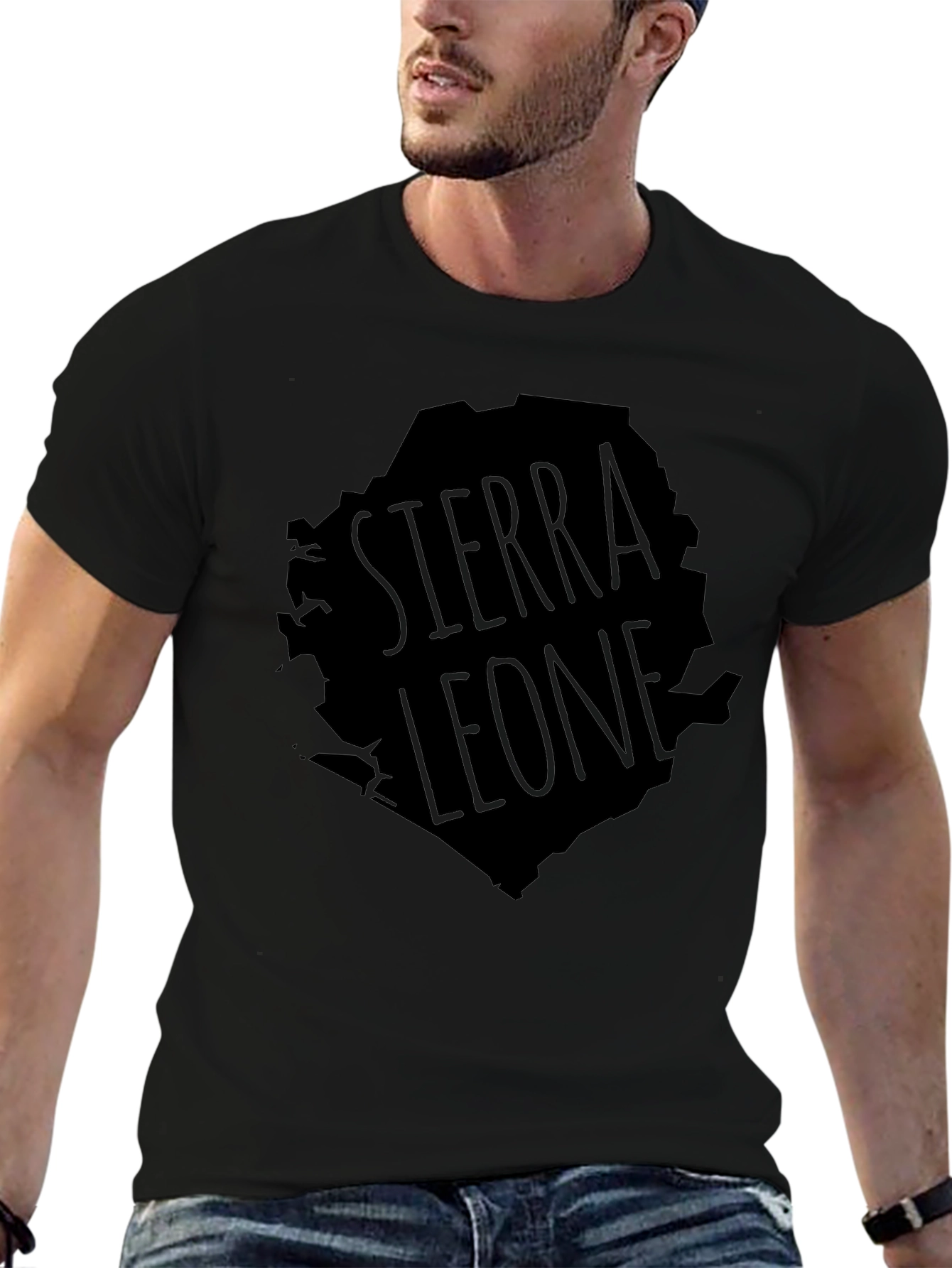 Sierra Leone Map Graphic T-Shirt - Black