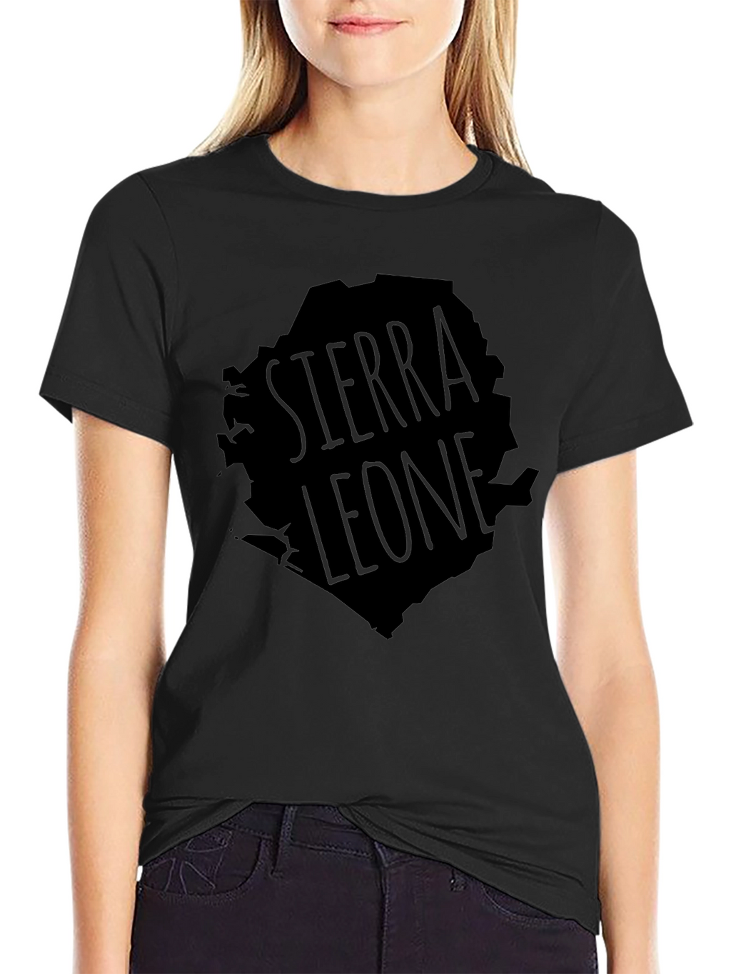 Sierra Leone Map Graphic T-Shirt - Black