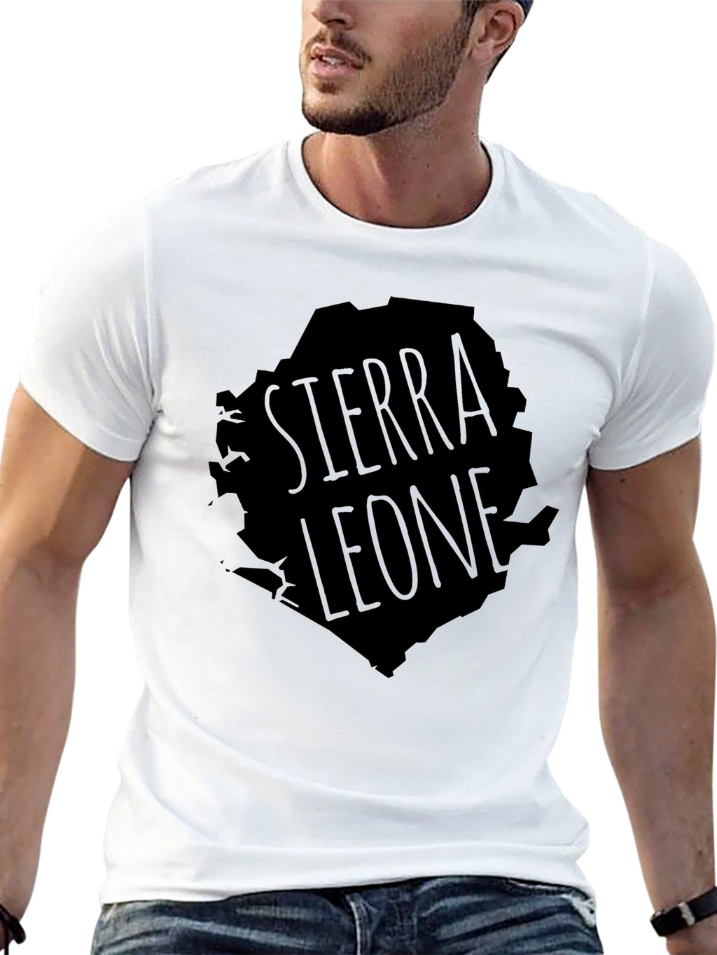 Sierra Leone Map Graphic T-Shirt - Black
