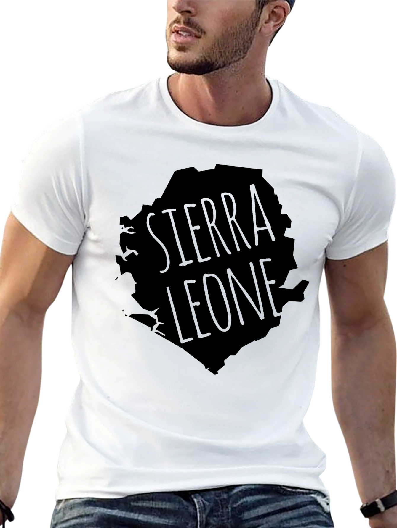 Sierra Leone Map Graphic T-Shirt - Black